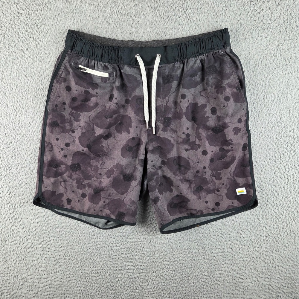 Vuori Banks Shorts Mens Large Gray Abstract Performance Gym Running Athletic